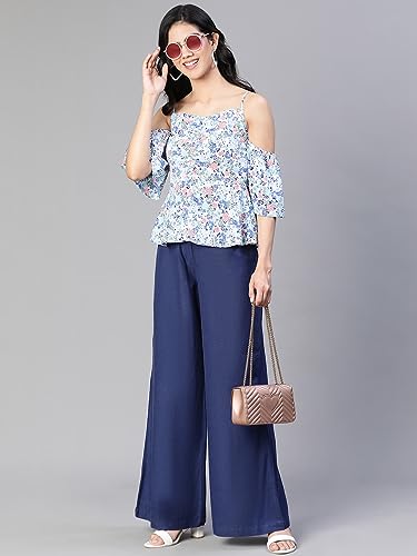 Image of oxolloxo Women Floral Print Cold Shoulder Strap Top