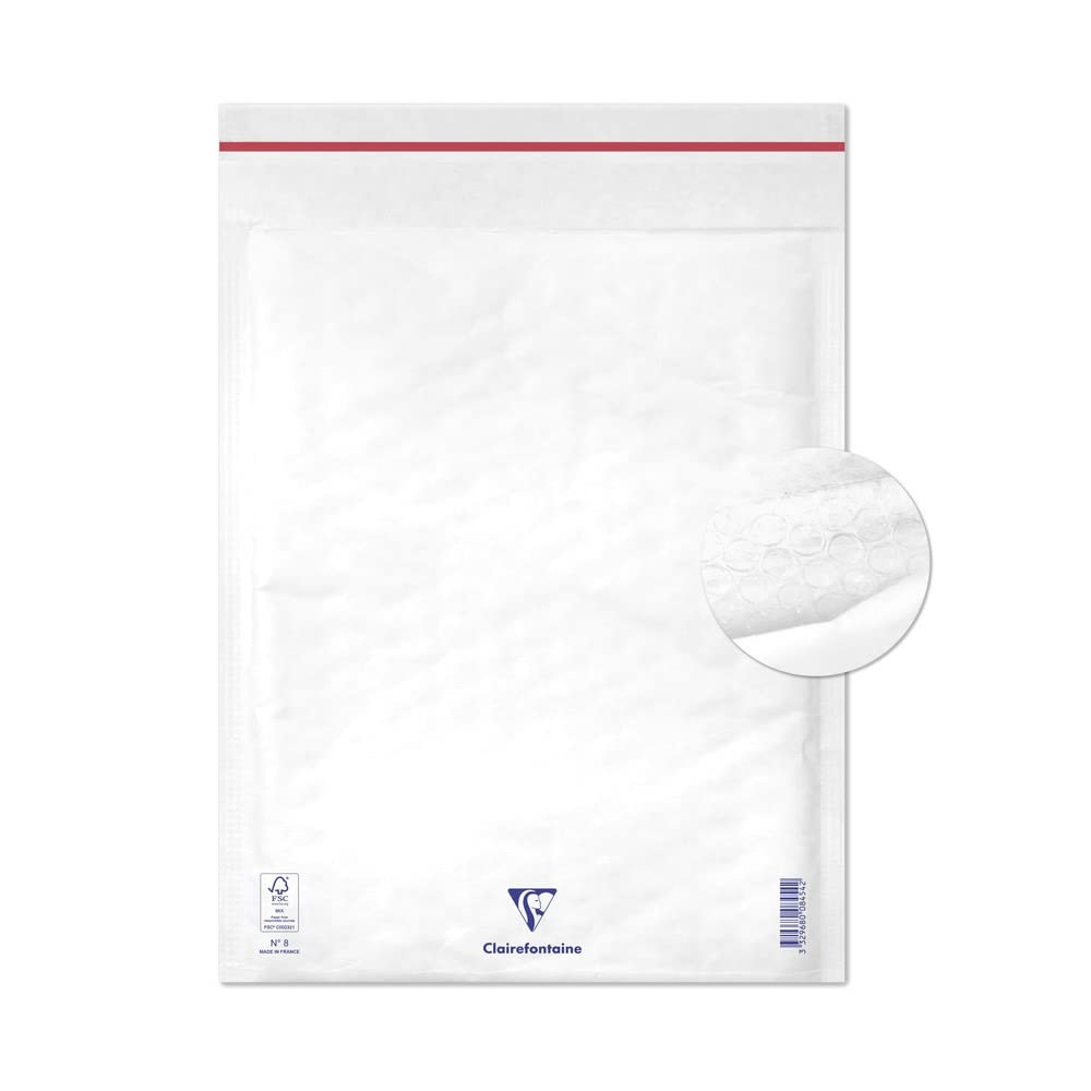Confezione da 100 buste imbottite n. 8, kraft bianco a bolle, 90 g/m², 265 x 360 (dim. Interni)