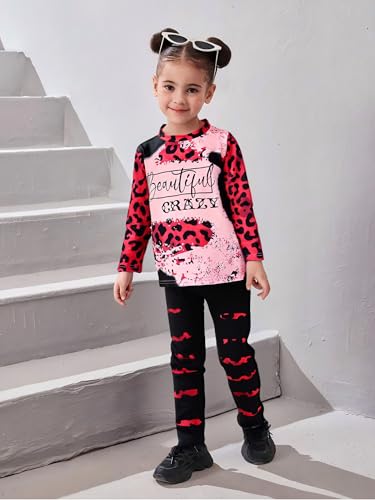 Image of Tween Girl's Letter Print Top + Jogger Pants 2 Piece Outfit Set Kids Clothing, Sizes 6-14 Years