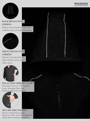 Image of Raincoat for Men Waterproof | Windcheater Jacket for Men | Riding Jacket for Bikers | Water-Resistant Protection with Reflective Safety for Light Rain, Travel & Confidence