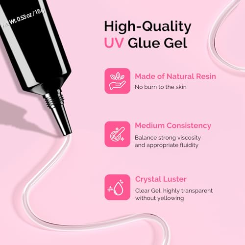 Image of MelodySusie 2Pcs Nail Rhinestone Glue for Nails Super Strong Gel for Nail Charms Gems 3D Nail Gel UV Nail Glue for Nail Art Design Nail Chrome Powder
