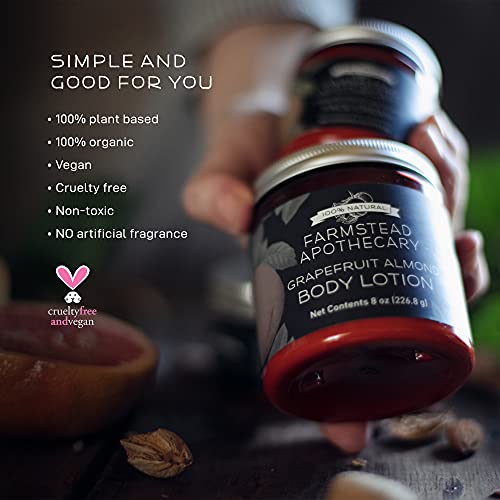 Farmstead Apothecary 100% Natural Body Lotion With Organic Safflower Oil, Organic Sunflower Oil & Organic Vitamin E Oil, 8 Oz (Grapefruit Almond) #TOP3