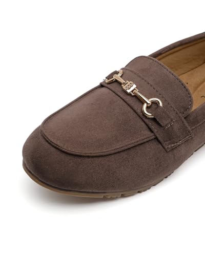 Image of Women's Wide Loafers Casual Slip on Flat Shoes Women's Comfort Penny Loafers with Arch Support Women Dressy Moccasins