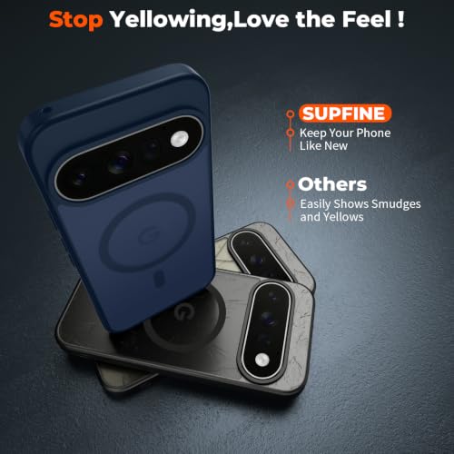 Image of SUPFINE Magnetic for Google Pixel 11 Pro Case - Sapphire Blue | With Screen Protector,Translucent Matte,Built-in Magnets,Military Grade Drop Protection,Shockproof Phone Cover