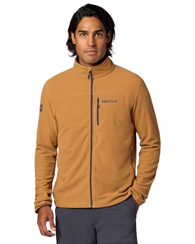 MARMOT AirFleece Performance Mens Full-Zip Fleece Lightweight Stretch Warmth Hiking Travel & Layering - Dromedary Medium