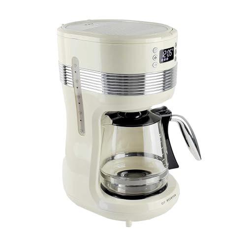 Air Essence Overflow Aroma Cafetera de Goteo, Maquina de Cafe, Color Crema, Cafetera Goteo Programable con Filtro Reutilizable y Sistema Antigoteo, Cafetera Filtro, Coffee Machine