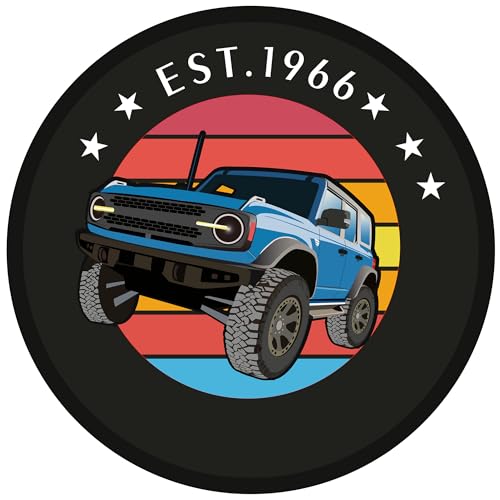 35 Inch Spare Tire Cover Compatible with 2021–2026 Ford Bronco,Fits 315/70R17, 305/70R17 Sasquatch Package, PVC Leather with UV Printed Design, Sunproof Frost-Resistant (Blue, 35 Inch)