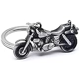 Krator New 3D Motorcycle Cruiser Bike Keychain Key Ring Chain Motor Keyring Gray Metal, Nickel/Gunmetal, 1 3/4