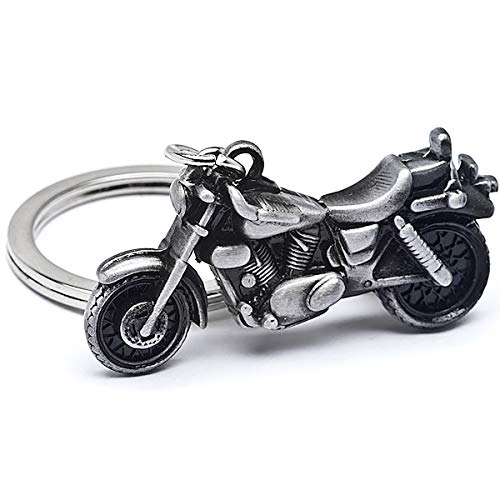 Krator New 3D Motorcycle Cruiser Bike Keychain Key Ring Chain Motor Keyring Gray Metal, Nickel/Gunmetal, 1 3/4