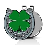 ClubSmith® Lucky Golf Ball Marker with Magnetic Hat Clip, Irish Clover & Shamrock, Premium Alignment Putting Mark, Funny Golf Accessories & Gifts for Men and Women (Horseshoe Clover)