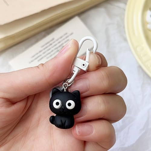 2 portachiavi con ciondolo a forma di gatto, per chiavi, zaino, borsa, gioielli alla moda per donne, coppie, regali per amici, nero, 6x2.2cm
