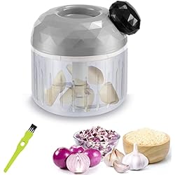 Mini Procesador De Alimentos Universal HOTLIKE Prensa Ajos Manual Machacador, Picadora Manual, Cortador de Cebolla Manual, Garlic Press, Mini Multitrituradora de Cocina Universal Picadora para Verduras, Frutas, Carne, Nueces, Cebolla, Ajo