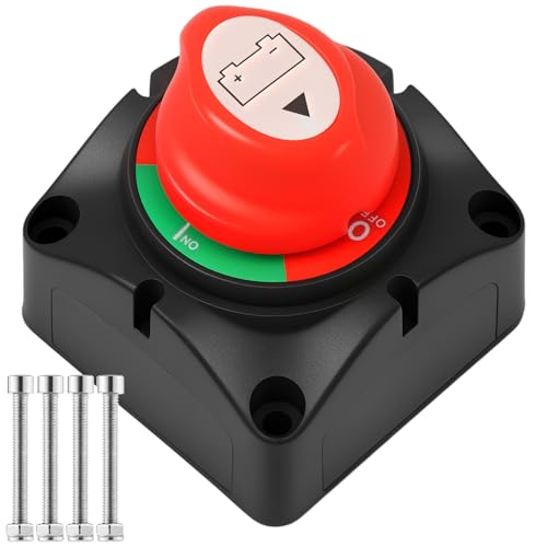 Tzdxfgl Battery Disconnect Switch, DC 12-48V Safe Battery Cut Off Switch Master, Reliable Marine Top Post Battery Kill Switch, Practical Battery Shut Off Switch for Car RV Boat ATV UTV Vehicles (01)
