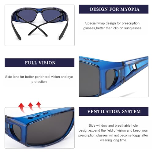 IGnaef® Fit Over Sunglasses for Men Women Polarized Wrap Around Sunglasses to Wear Over Glasses with UV Protection IF03114