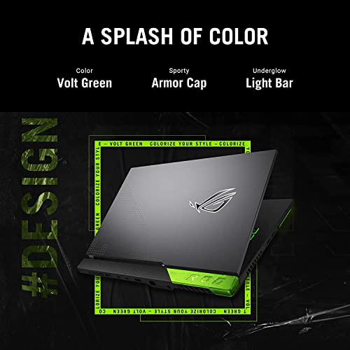 Image of ASUS ROG Strix G15 (2022), 15.6 inch(39.62 cms) FHD 300Hz /3ms, AMD Ryzen 7 6800H, RTX 3060 6GB Graphics, Gaming Laptop (16GB /1TB SSD /90WHrs Battery /Windows 11 /Office 2021 /Green /2.3 kg), G513RM-HF274WS