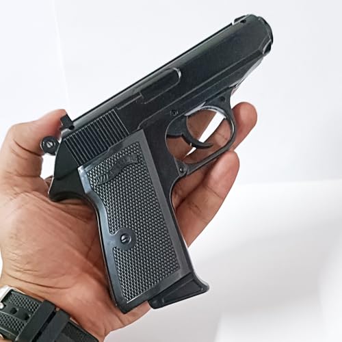 Image of Metallic Gun /Pistol Shape Barrel Pull Back System & Holster Pocket Lighter Pocket Lighter | 508 Gun Lighter with Cover Pocket Lighter (Black)