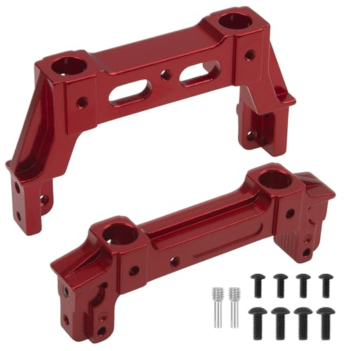 Image of ShareGoo Aluminum RC Front Rear Bumper Mount Bumper Stand Bracket Compatible with Axial SCX10 II 90046 1/10 RC Crawler Upgrade Part (Red)