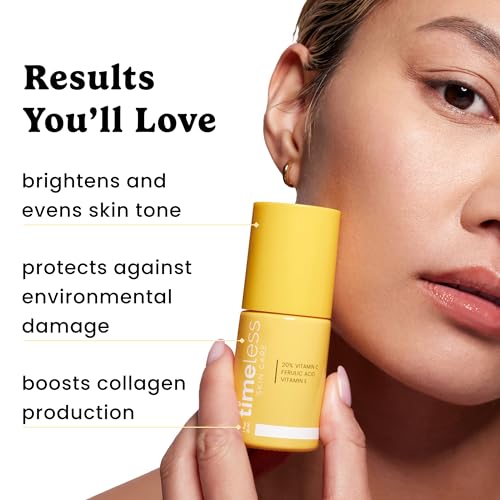 Image of Timeless Skin Care Vitamin C Serum with Vitamin E & Ferulic Acid - Brightening Serum - for Oily & Dry Skin - Fragrance-Free 1 oz (Pack of 2)