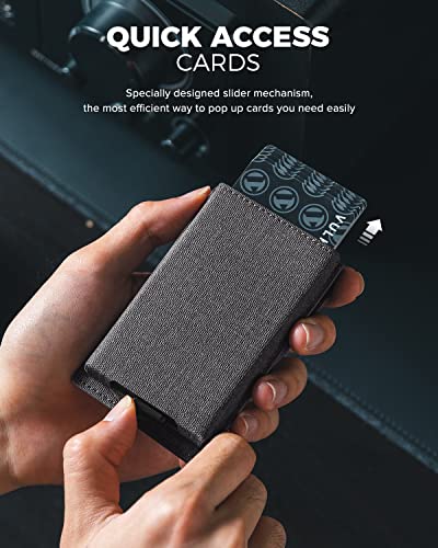 Image of VULKIT Pop Up Wallet for Men, Credit Card Holder Minimalist Slim Bifold Wallets RFID Blocking with Gift Box, Grey, slim, Minimalist