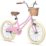 Glerc 20 Inch Kids Girls Bike for 6 7 8 9 Years Old Little Girls Retro Vintage Style Bicycles with C