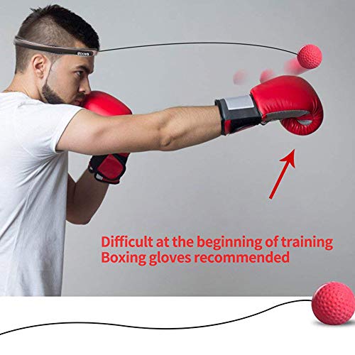 Bola Reflex de Boxe - Bola de Treinamento de Reação Ajustável em Corda Elástica e Alça de Cabeça par