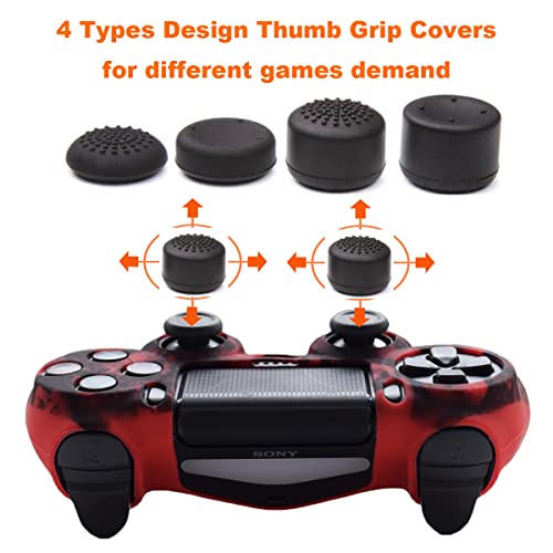 Pandaren Ps4 Controller Cover Gaming Devices Anti-Slip Silicone Ps4 Skin Set For Ps4 /Slim /Pro Controller(Blue B Controller Skin X 1 + Fps Pro Thumb Grips X 8) #TOP7