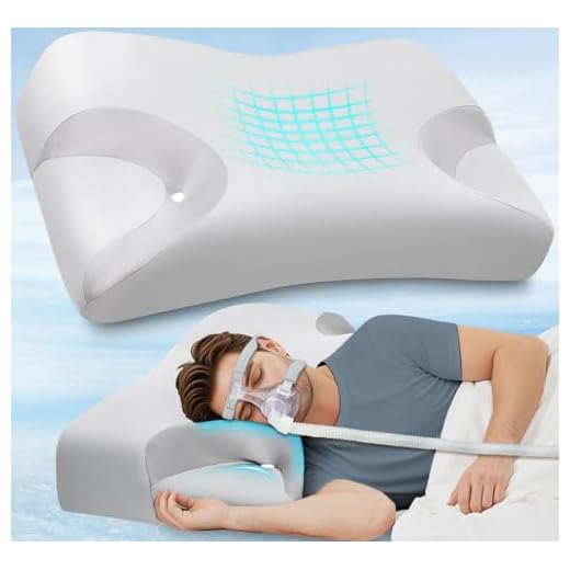 CPAP Pillow for Side Sleepers for Neck Shoulder Pain Relief with Cooling Pillowcase - Memory Foam Neck Support Pillow for Side, Back & Stomach Sleeping - Reduce Air Leak/Mask Pressure for Better Sleep