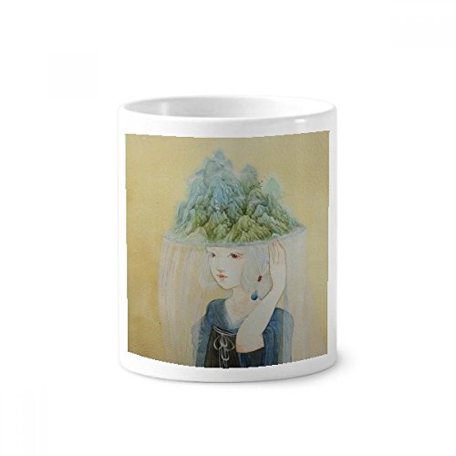 Céramique brosse à dents pot à stylo tasse blanche motif asiatique antique