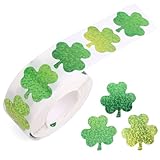 Penitue 500 St St. Patrick’s Day Kleeblatt-Aufkleber, 2,5 cm Selbstklebend Kleeblatt-Aufkleber Grüner Glitzer-Glücksaufkleber Irland Dekoration für die St. Patrick’s Day Party für Briefumschläge