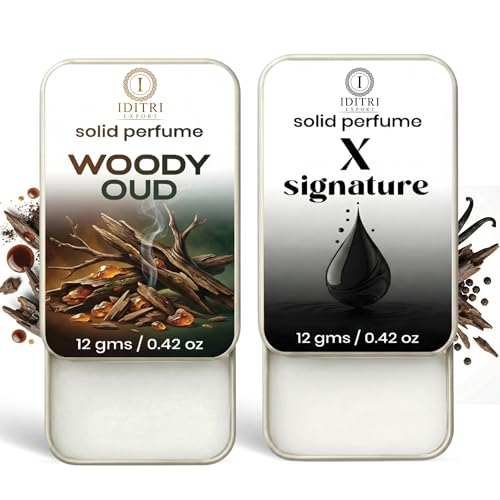 Image of IDITRI EXPORT Solid Perfume |x signature&Woody oud Alcohol Free Wax Perfume Balm, Long Lasting | Pocket Tin 12g, Pack Of 2| Non Greasy Smooth Glide, Travel Friendly Unisex Gifts He Or Her