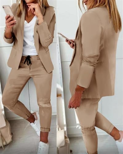 Womens Dressy 2 Piece Pant Suits, Business Casual Outfits for Women Long Sleeve Blazer and Pencil Pant Sets4