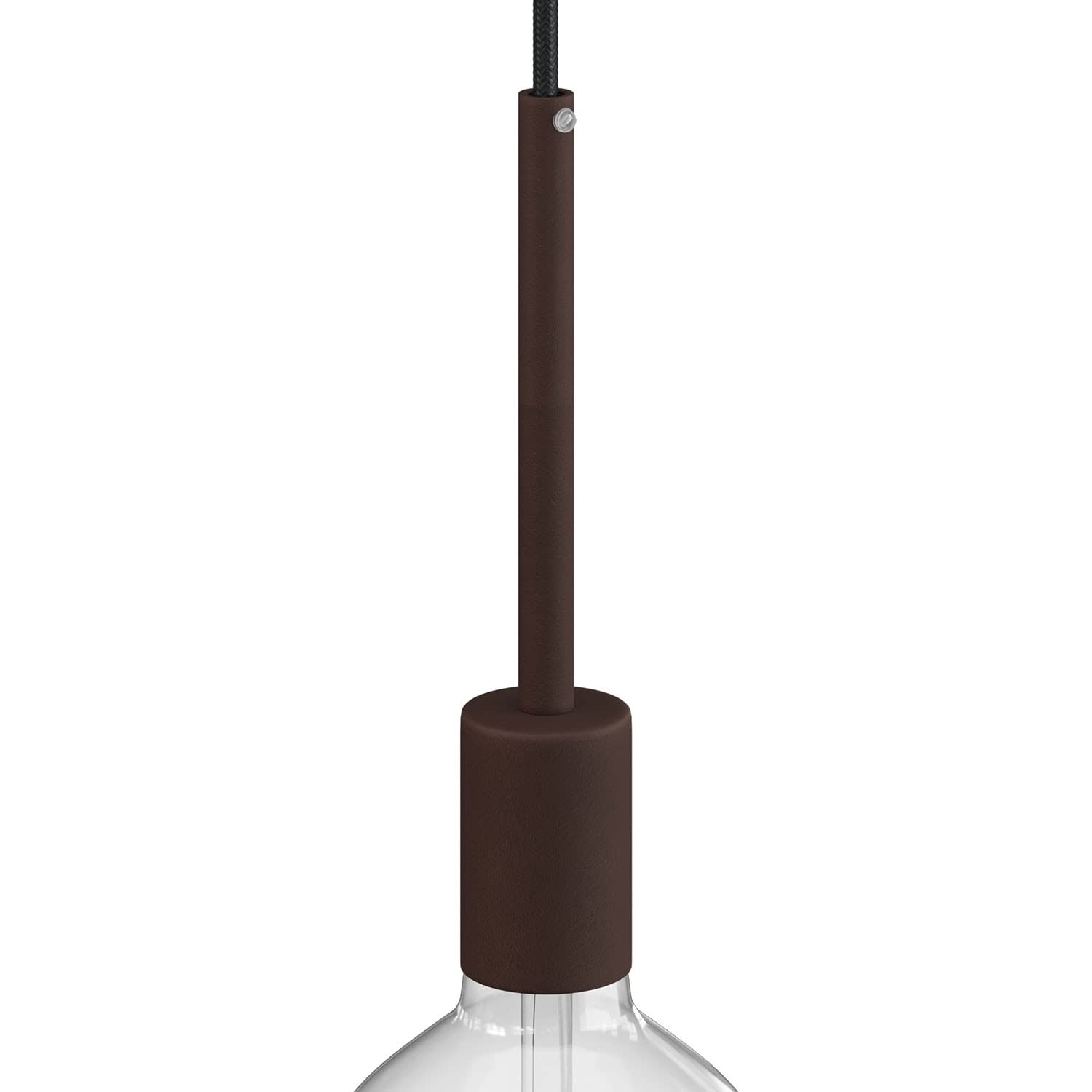 Cylindrical E27 Metal Lamp Holder Kit with 15 cm Round Mount - Dark Brown Finish by Creative Cables