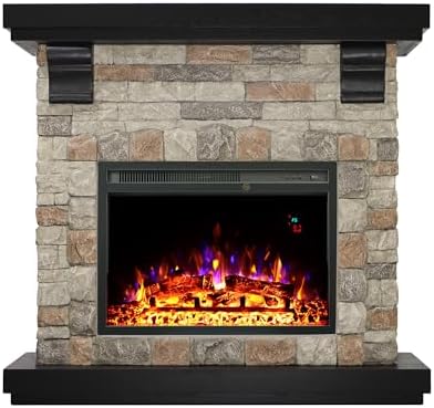 Benrocks 41.3" Electric Fireplace with Magnesium Oxide Mantel, Fr...