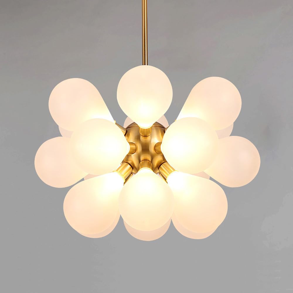 HYJAUSXB 18 Lights Blue Blown Glass Chandelier Cluster Bubble Pink Pendant Light Mid Century Modern Milk Ceiling Lamp for Bedroom Living Room Kitchen Dining Table Staircase Foyer
