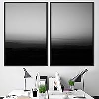 2 Piece Framed Canvas Wall Art Foggy Scenery Canvas Prints Home Artwork Decoration for Living Room,Bedroom - 16