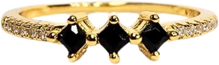 925 STERLING SILVER BLACK DIAMOND RING FOR WOMEN - 18K GOLD PLATED -VINTAGE ART DECO RING -DAINTY HANDMADE RING - PROMISE RING - ENGAGEMENT RING - WEDDING RING