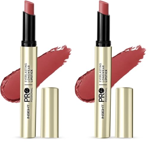 Image of INSIGHT Professional Everlasting Longwear Lipstick | Velvety Smooth Finish | Highly Pigmented | Transferproof,Waterproof,Smudgeproof | Infused with Vit E & Marula Oil - (Sandbox) 2.5gm (Pack of 2)