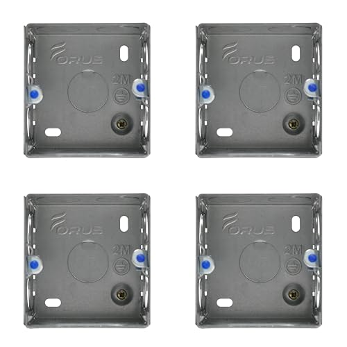 Image of Forus Concealed GI Sheet Metal Modular Box 1-2 Module, Excellent Quality Rustproof Galvanized Iron Heavy Duty Flush Mounting Electrical Junction Box, 18 Gauge thick 3x3 Inch Junction Box-4PC