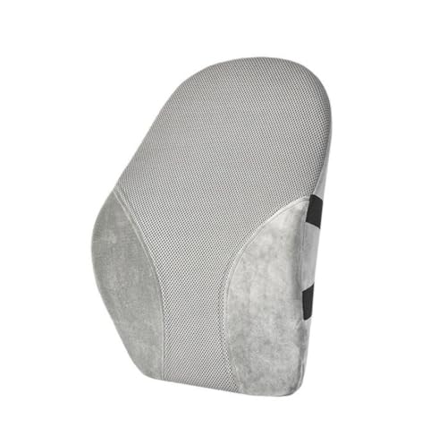 Lumbar Support Memory Foam Back Pain Back Support Office Chair, Car Seat, Gaming, Wheelchair, Travel Adjustable Dual Strap Removable Washable Cover (Grey Lumber Support)