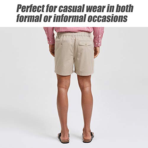 Maamgic Men'S Classic-Fit 5.5 Inch Cotton Casual Shorts Elastic Waistband With Multi-Pocket Daily Wear Walking Summer Outfit Dark Khaki thumb #2
