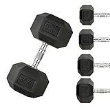 Northern Hex Dumbbell Set Rubber Heavy Weights with Metal Handles Anti-Rolling for Weight Lifting Bodybuilding Exercise Workout Strength Training Home Gym 1kg-50kg Pairs Sets (15KG x2 Dumbbells)