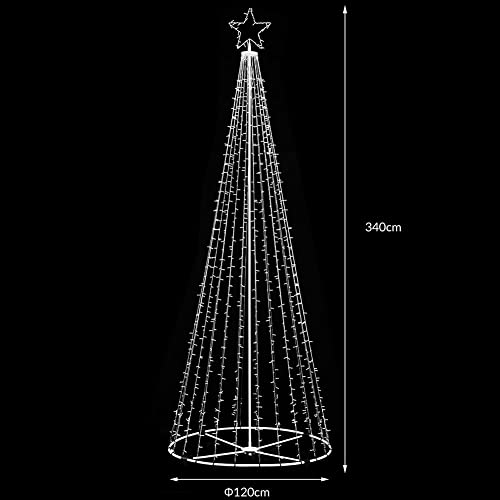 BAKAJI Albero di Natale Luminoso 340 CM Led Luci con Giochi di Luce Struttura in Metallo Decorazione Natalizia Design Minimal Artificiale Arredamento Natalizio Addobbo (BIANCO FREDDO) - 3