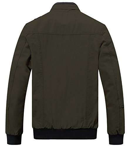 Wantdo Men's Military Cotton Stand Collar Windbreaker Jacket X-Large Army Green #TOP1