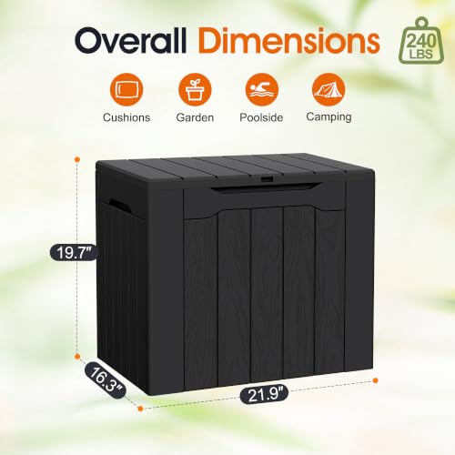 Image of Greesum 33 Gallon Resin Deck Box Outdoor Storage Boxes, Dark Black