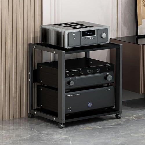 KOGBメディアスピーカースタンド、ラック、オーディオラック、Hi-Fiラック、2/3/4/5段、スピーカーキャビネット、スピーカー収納、CDアンプ、機器ラック、オープンシェルフ、ユニバーサルキャスター、キャビネット、スピーカースタンド、リビングルーム、自