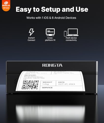Rongta Bluetooth Shipping Label Printer, Wireless 4x6 Thermal Label Printer for Shipping Packages, Support Android, iPhone, Widely Used for Amazon, Shopify, Etsy, UPS, Black image 8