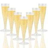 JOLLY CHEF 100 Pack Plastic Champagne Flutes Disposable 4.5 Oz Clear Plastic Champagne Glasses Perfe