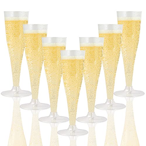 Jolly Chef 100 Pack Plastic Champagne Flutes Disposable 4.5 Oz Clear Plastic Champagne Glasses Perfect For Wedding, Thanksgiving Day, Christmas #TOP15