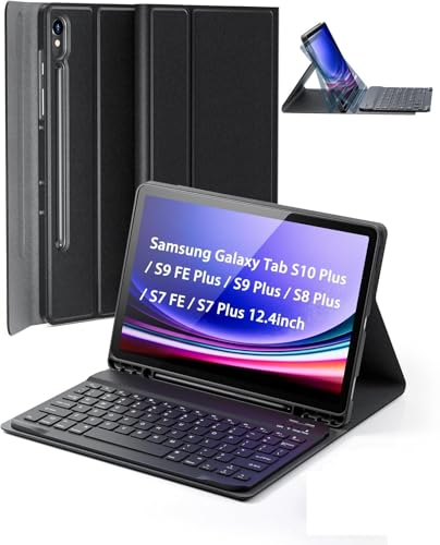 Image of Case Keyboard for Samsung Galaxy Tab S10+ Plus / S9 FE+ Plus / S9+ Plus / S8+ Plus / S7 FE / S7+ Plus 12.4 inch - Magnetic Keyboard, Slim Case with S Pen Holder (Normal, S7 12.4 inch)