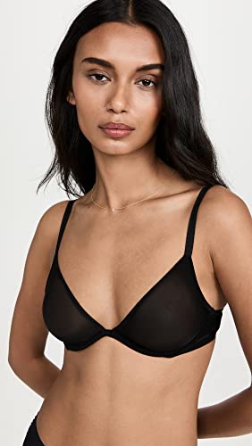 Calvin Klein Women's Sheer Marquisette Unlined Plunge Bra, Black, 36C #TOP1